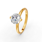 Load image into Gallery viewer, Round Cut Real Moissanite 2 Prong Solitaire Ring 14K Gold Plated
