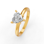 Load image into Gallery viewer, Heart Cut Real Moissanite 5 Prong Solitaire Ring 14K Gold Plated
