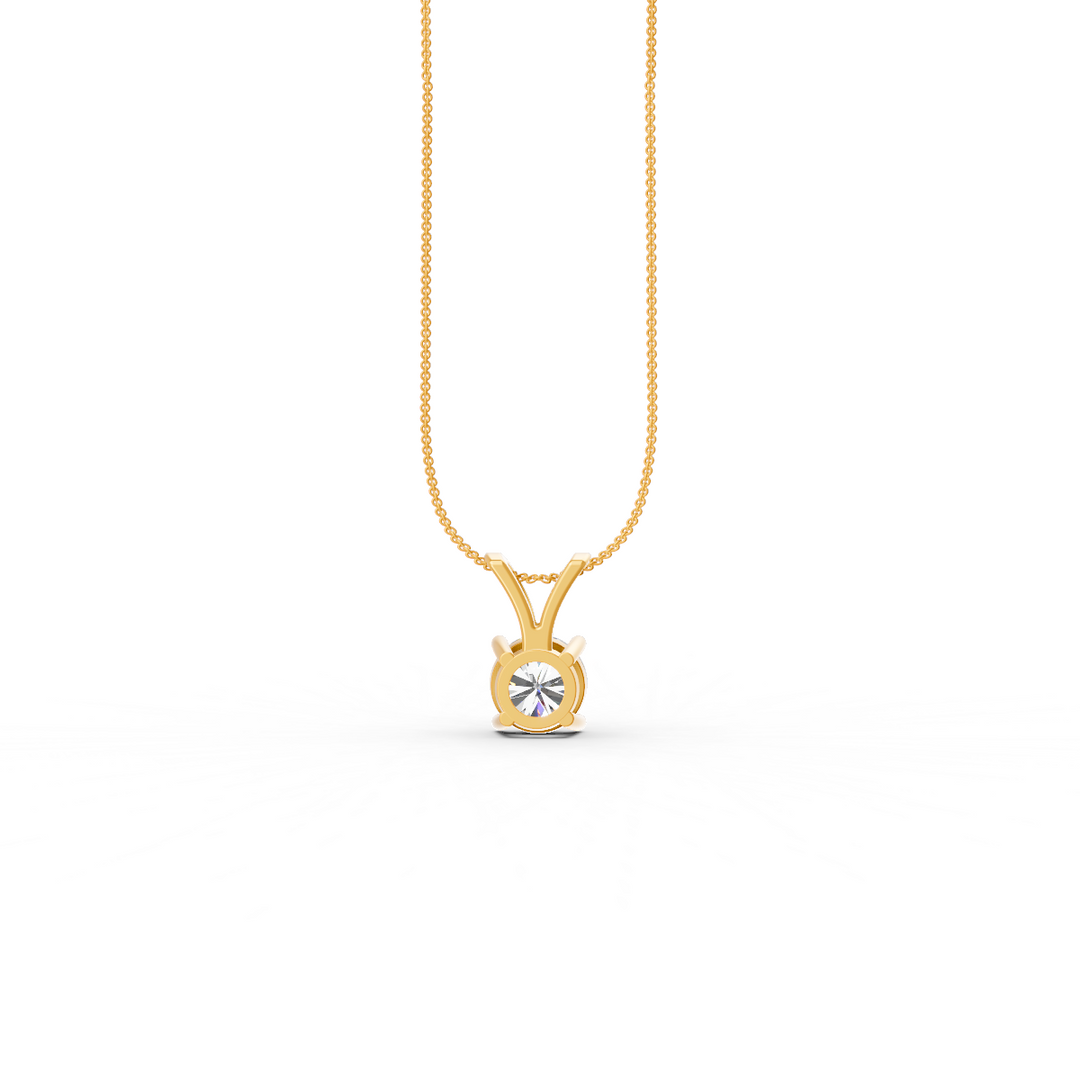 Round Cut Moissanite Solitaire Pendant 14K Gold Plated