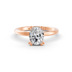 Load image into Gallery viewer, Oval Cut Real Moissanite Double 4 Prong Solitaire Ring 14K Gold Plated
