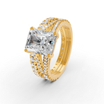 Load image into Gallery viewer, 3Ct Radiant Cut Moissanite Bridal Engagement Ring 14K Gold Plated
