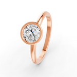 Load image into Gallery viewer, Round Cut Real Moissanite Bezel Set Solitaire Ring 14K Gold Plated
