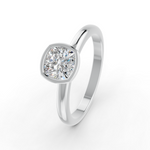 Load image into Gallery viewer, Cushion Cut Real Moissanite Bezel Set Solitaire Ring 14K Gold Plated
