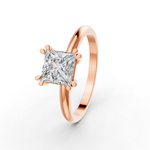 Load image into Gallery viewer, Prince Cut Real Moissanite Double 4 Prong Solitaire Ring 14K Gold Plated
