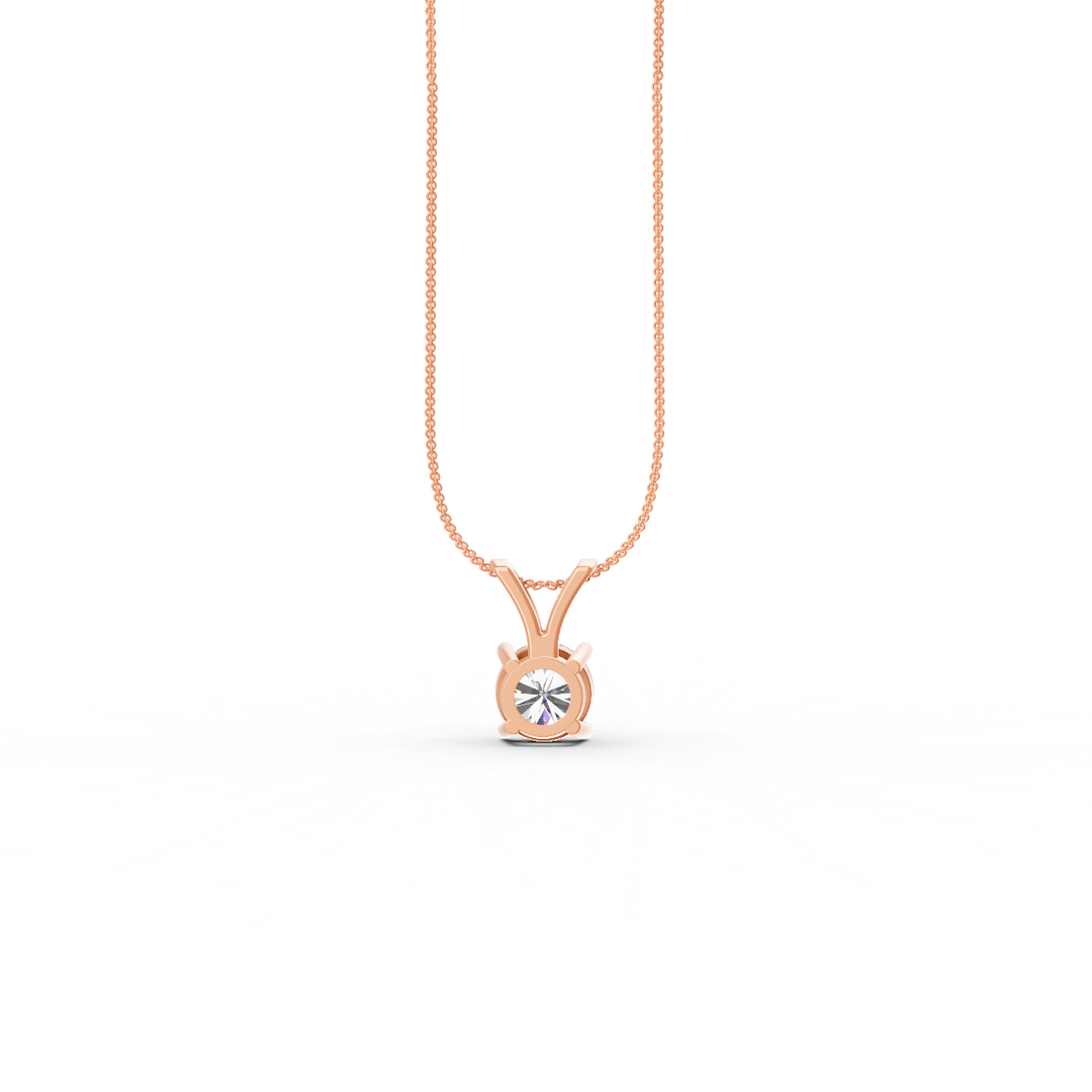 Round Cut Moissanite Solitaire Pendant 14K Gold Plated