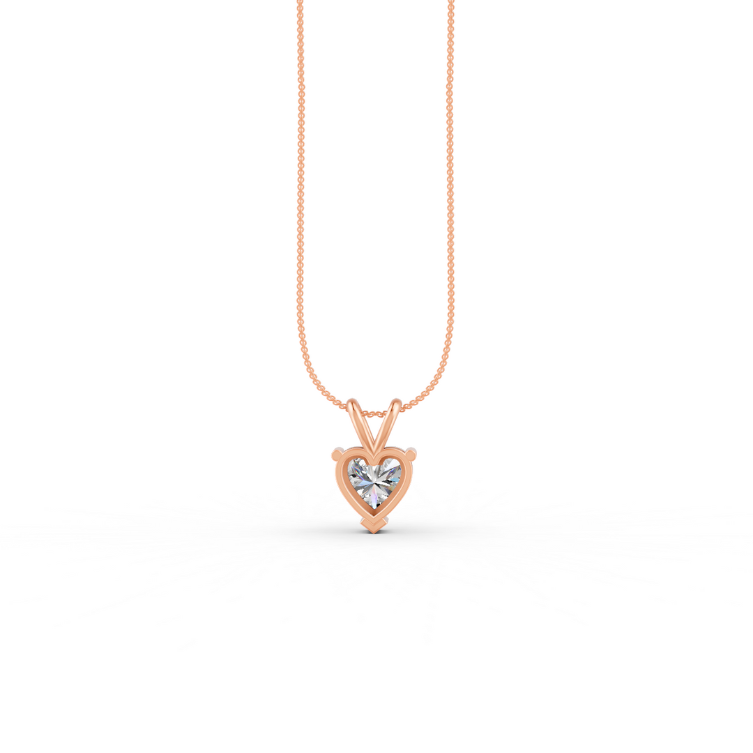 Heart Cut Moissanite Solitaire Pendant 14K Gold Plated