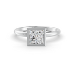 Load image into Gallery viewer, Princess Cut Real Moissanite Bezel Set Solitaire Ring 14K Gold Plated
