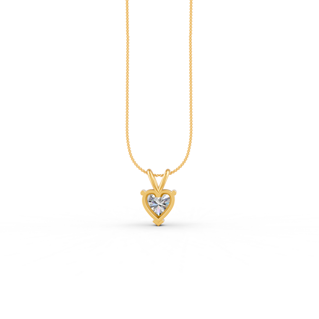 Heart Cut Moissanite Solitaire Pendant 14K Gold Plated