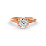 Load image into Gallery viewer, Round Cut Real Moissanite Bezel Set Solitaire Ring 14K Gold Plated
