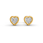 Load image into Gallery viewer, Heart Cut Real Moissanite Bezel Set Solitaire Stud Earrings Screw Back 14K Gold Plated
