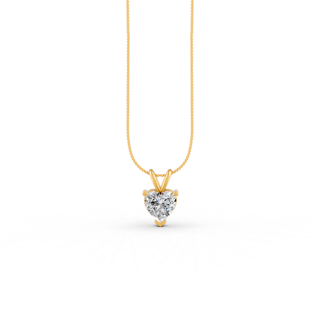 Heart Cut Moissanite Solitaire Pendant 14K Gold Plated