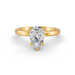 Load image into Gallery viewer, Pear Cut Real Moissanite 5 Prong Solitaire Ring 14K Gold Plated
