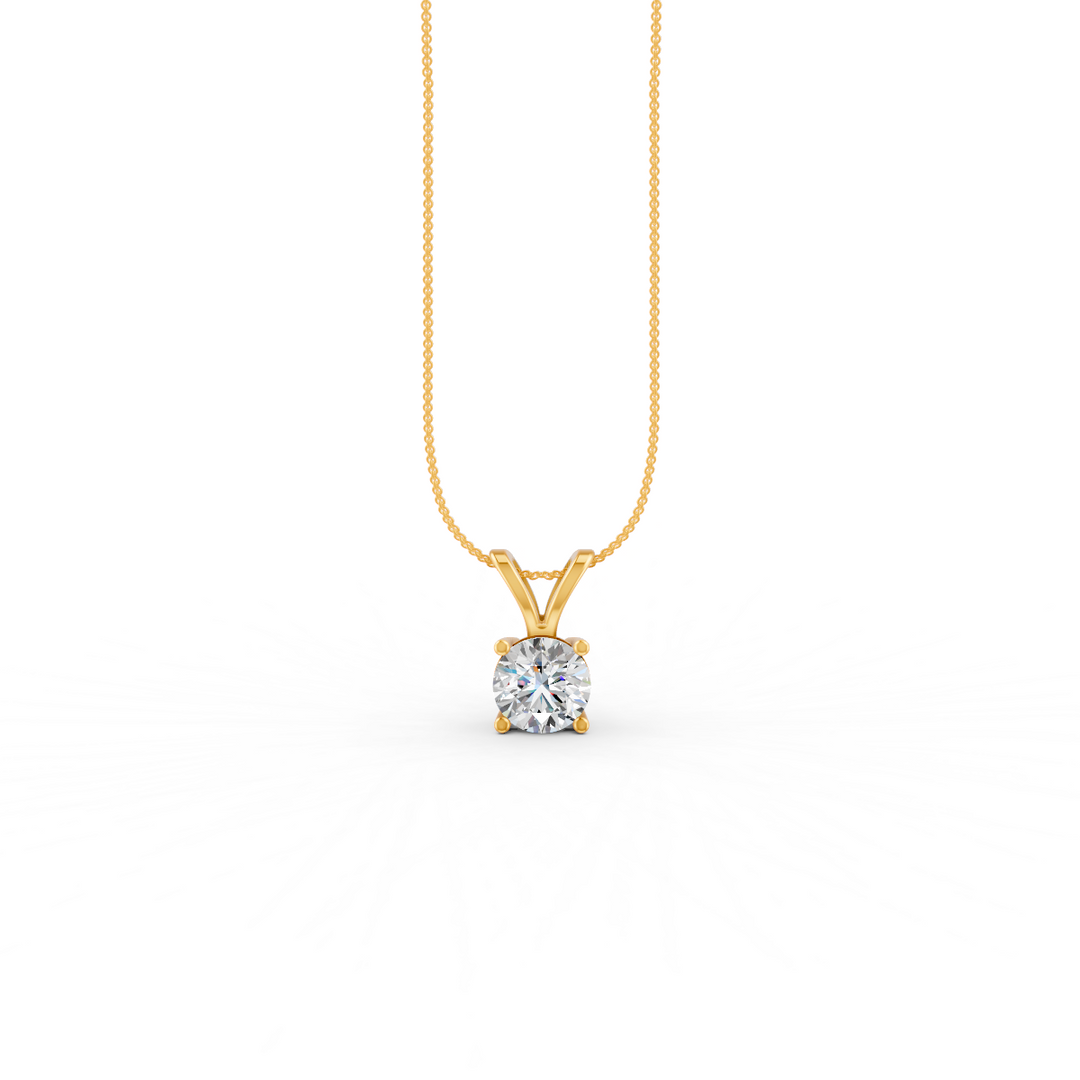 Round Cut Moissanite Solitaire Pendant 14K Gold Plated