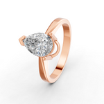 Load image into Gallery viewer, Pear Cut Real Moissanite 3 Prong Solitaire Ring 14K Gold Plated
