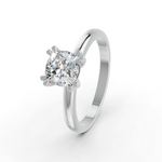 Load image into Gallery viewer, Cushion Cut Real Moissanite Double Prong Solitaire Ring 14K Gold Plated
