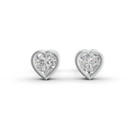 Load image into Gallery viewer, Heart Cut Real Moissanite Bezel Set Solitaire Stud Earrings Screw Back 14K Gold Plated

