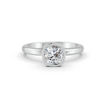 Load image into Gallery viewer, Cushion Cut Real Moissanite Bezel Set Solitaire Ring 14K Gold Plated
