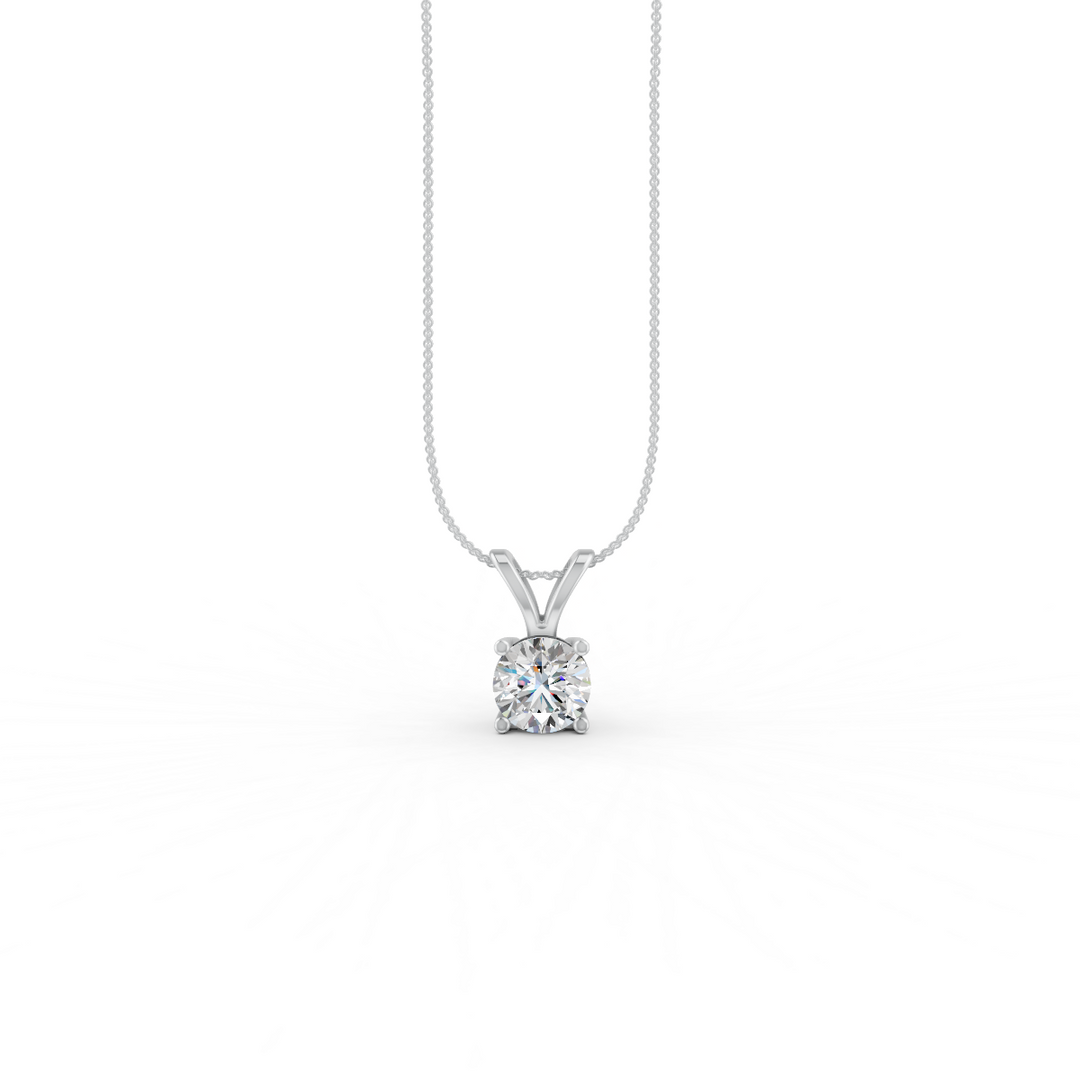 Round Cut Moissanite Solitaire Pendant 14K Gold Plated