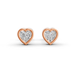 Load image into Gallery viewer, Heart Cut Real Moissanite Bezel Set Solitaire Stud Earrings Screw Back 14K Gold Plated
