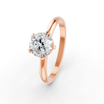 Load image into Gallery viewer, Round Cut Real Moissanite 5 Prong Solitaire Ring 14K Gold Plated
