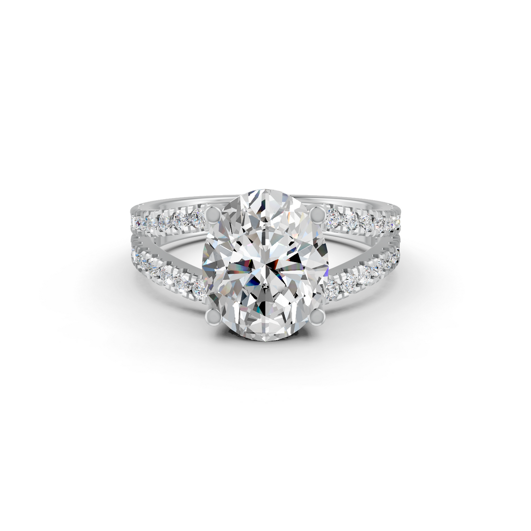 3.50Ct Oval Cut Moissanite Women Engagement Ring 14K Gold Plated