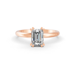 Load image into Gallery viewer, Emerald Cut Real Moissanite Double Prong Solitaire Ring 14K Gold Plated
