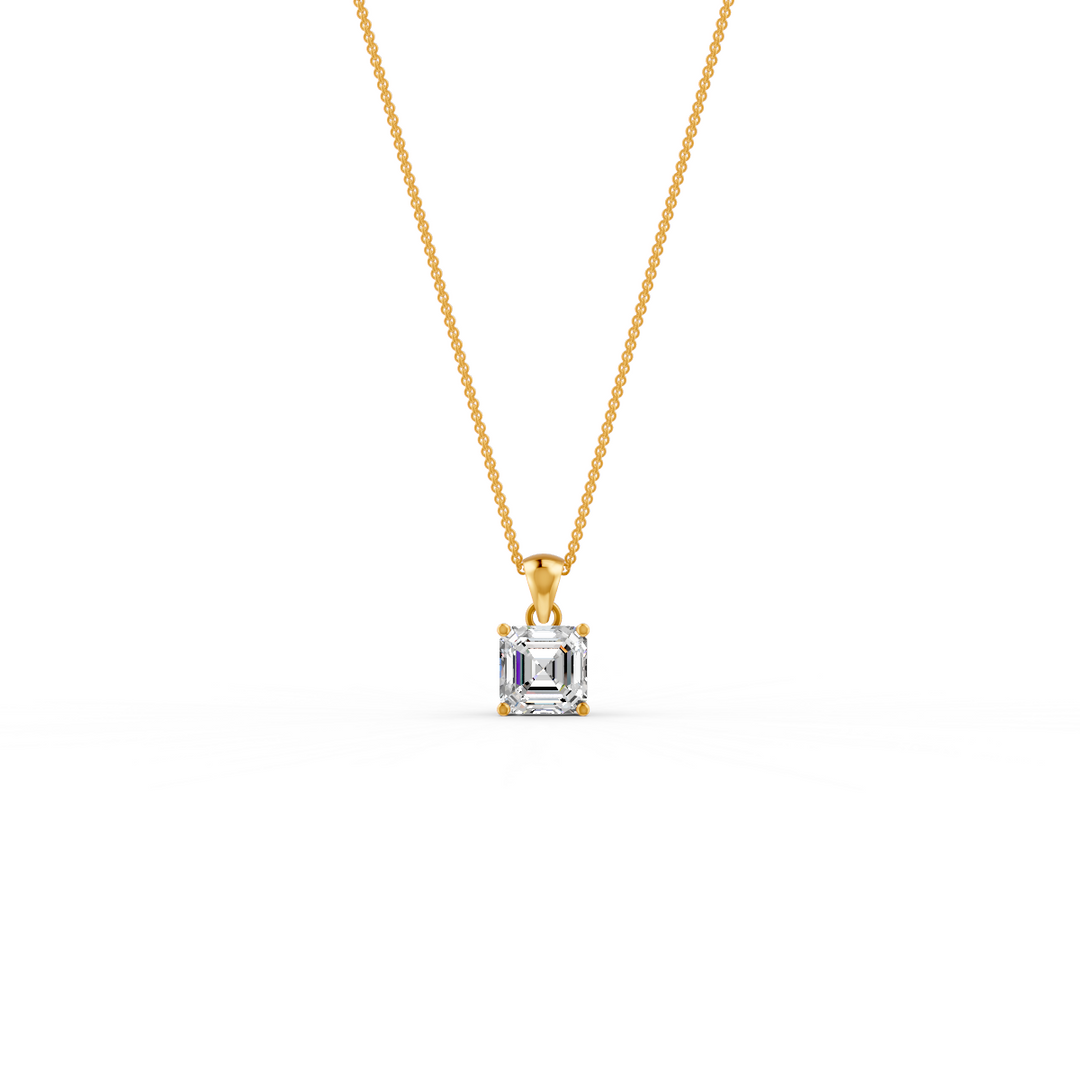 Asscher Cut Moissanite Solitaire Pendant in 14K Gold Plated