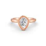 Load image into Gallery viewer, Pear Cut Real Moissanite Bezel Set Solitaire Ring 14K Gold Plated
