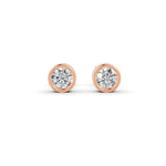 Load image into Gallery viewer, Round Cut Real Moissanite Bezel Set Solitaire Stud Earrings Screw Back 14K Gold Plated
