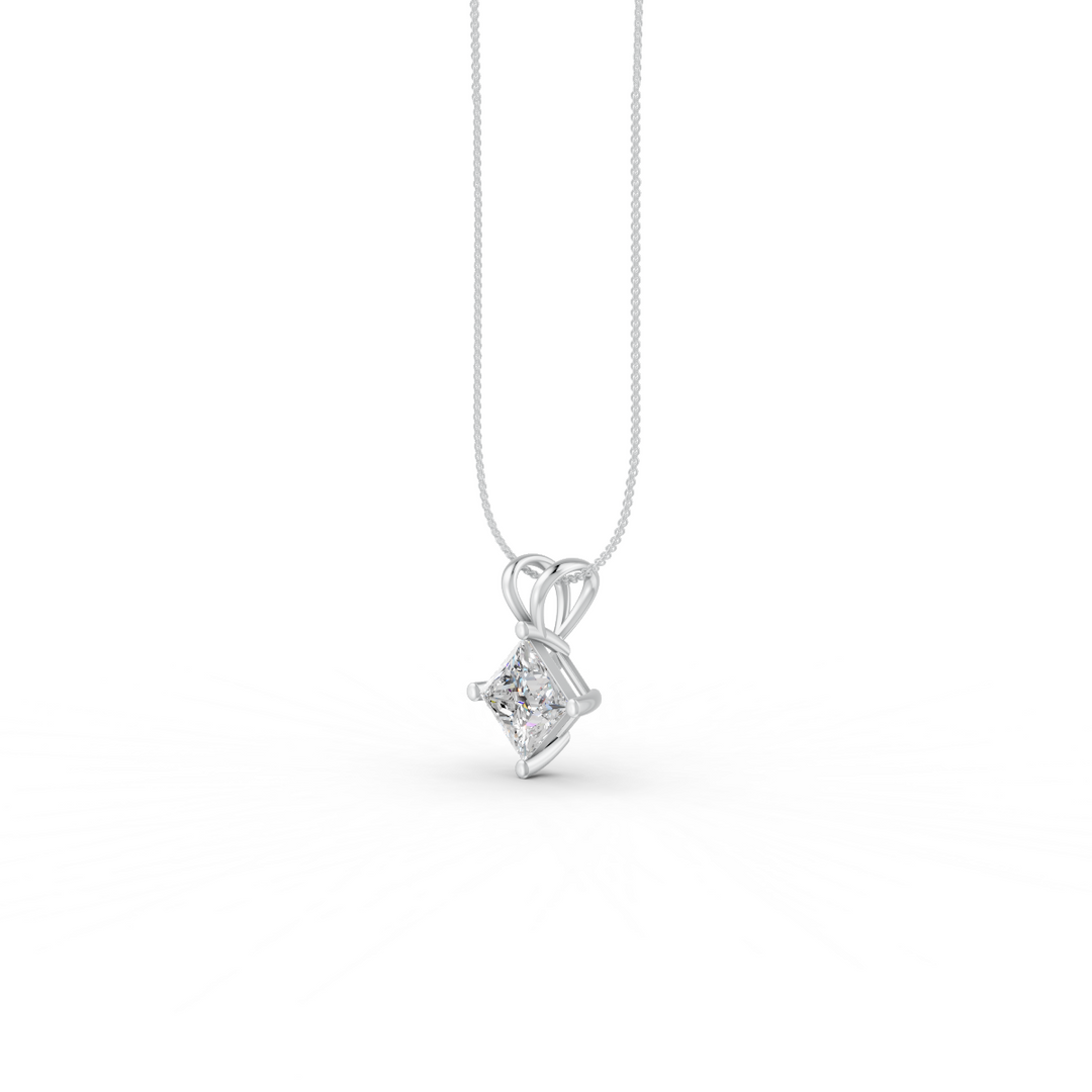 Princess Cut Moissanite Solitaire Pendant 14K Gold Plated