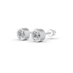 Load image into Gallery viewer, Round Cut Real Moissanite Bezel Set Solitaire Stud Earrings Screw Back 14K Gold Plated
