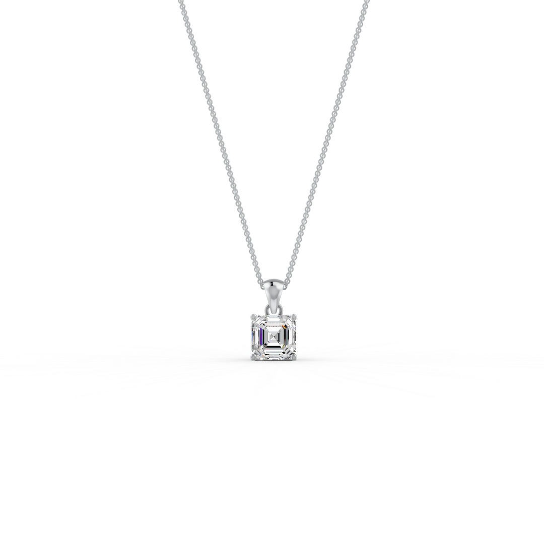 Asscher Cut Moissanite Solitaire Pendant in 14K Gold Plated