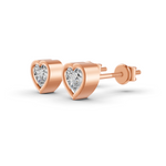 Load image into Gallery viewer, Heart Cut Real Moissanite Bezel Set Solitaire Stud Earrings Screw Back 14K Gold Plated
