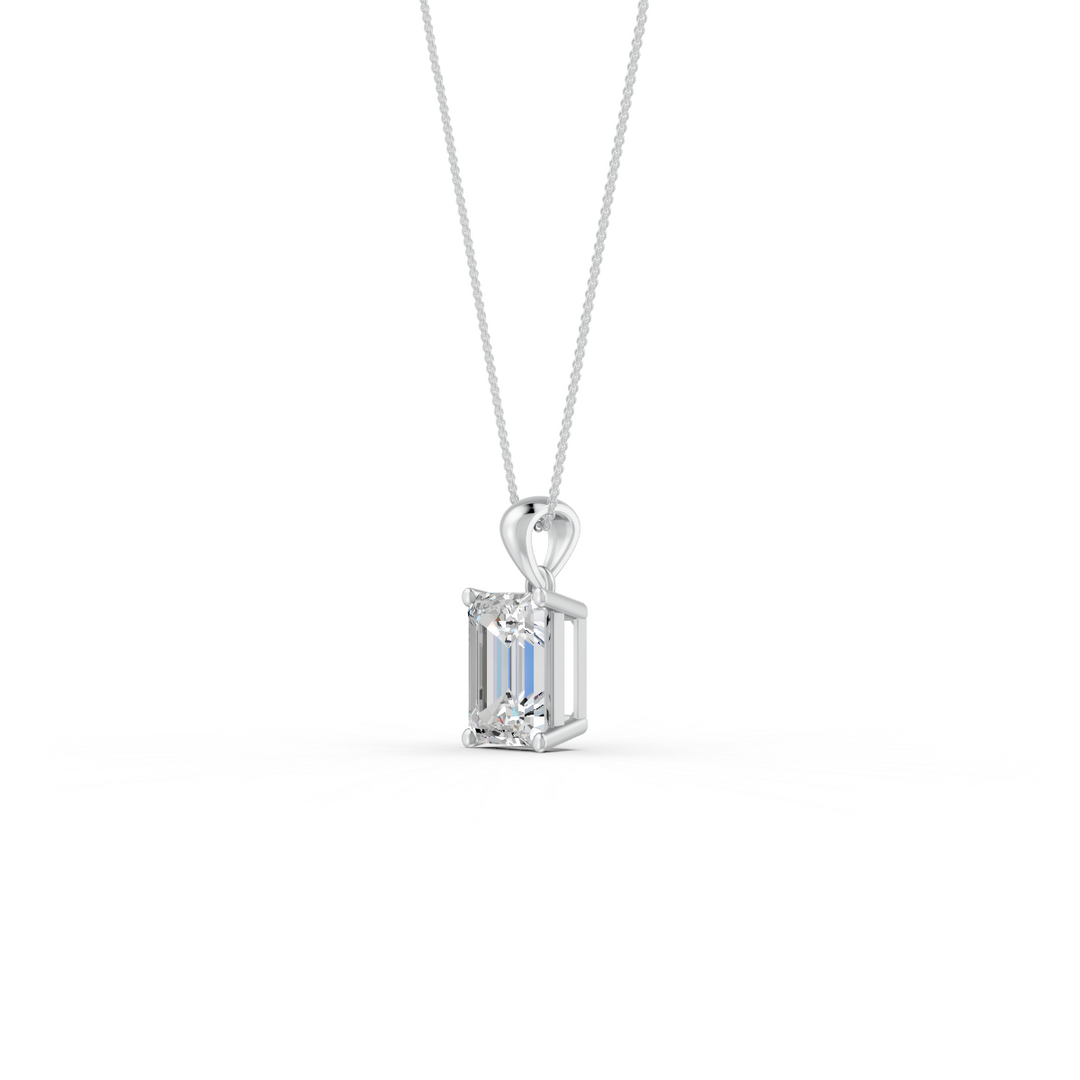 Emerald Cut Moissanite Solitaire Pendant 14K Gold Plated