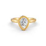 Load image into Gallery viewer, Pear Cut Real Moissanite Bezel Set Solitaire Ring 14K Gold Plated
