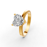 Load image into Gallery viewer, Heart Cut Real Moissanite V Prong Solitaire Ring 14K Gold Plated
