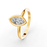 Load image into Gallery viewer, Marquise Cut Real Moissanite Bezel Set Solitaire Ring 14K Gold Plated
