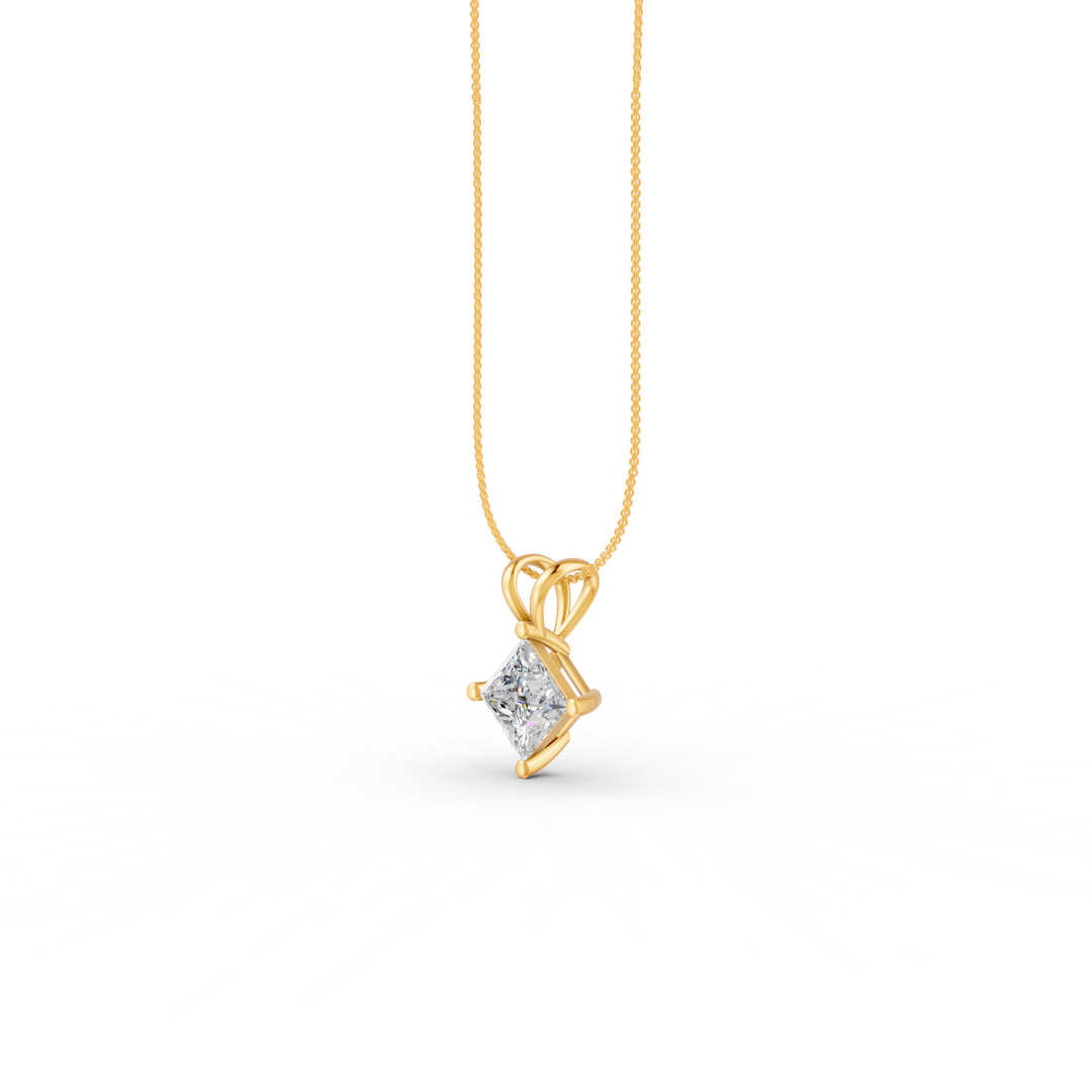 Princess Cut Moissanite Solitaire Pendant 14K Gold Plated