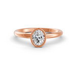 Load image into Gallery viewer, Oval Cut Real Moissanite Bezel Set Solitaire Ring 14K Gold Plated
