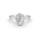 Load image into Gallery viewer, Pear Cut Real Moissanite Bezel Set Solitaire Ring 14K Gold Plated
