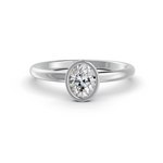 Load image into Gallery viewer, Oval Cut Real Moissanite Bezel Set Solitaire Ring 14K Gold Plated
