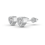 Load image into Gallery viewer, Heart Cut Real Moissanite Bezel Set Solitaire Stud Earrings Screw Back 14K Gold Plated
