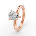 Load image into Gallery viewer, Pear Cut Real Moissanite 5 Prong Solitaire Ring 14K Gold Plated
