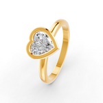 Load image into Gallery viewer, Heart Cut Real Moissanite Bezel Set Solitaire Ring 14K Gold Plated
