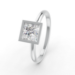 Load image into Gallery viewer, Princess Cut Real Moissanite Bezel Set Solitaire Ring 14K Gold Plated
