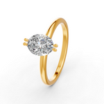 Load image into Gallery viewer, Oval Cut Real Moissanite Double Prong Solitaire Ring 14K Gold Plated
