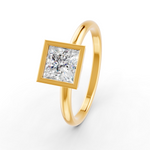 Load image into Gallery viewer, Princess Cut Real Moissanite Bezel Set Solitaire Ring 14K Gold Plated
