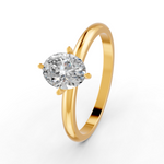 Load image into Gallery viewer, Oval Cut Real Moissanite 4 Prong Solitaire Ring 14K Gold Plated
