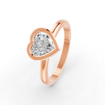 Load image into Gallery viewer, Heart Cut Real Moissanite Bezel Set Solitaire Ring 14K Gold Plated
