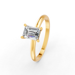 Load image into Gallery viewer, Emerald Cut Real Moissanite 4 Prong Solitaire Ring 14K Gold Plated
